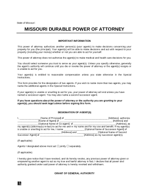 Missouri Durable Power of Attorney