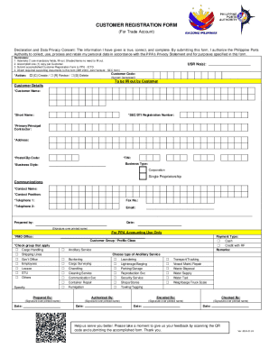 Customer Registration Form for Trade Account