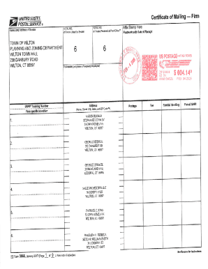USPS Certificate of Mailing Form 3665