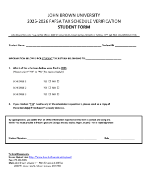 FAFSA Tax Schedule Verification Form