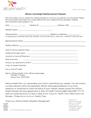 AllCare Advantage Reimbursement Request Form