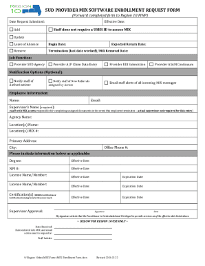 SUD Provider MIX Software Enrollment Request Form
