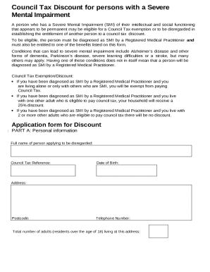 Council Tax Discount for Severe Mental Impairment