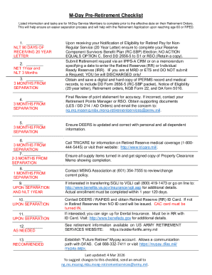 M-Day Pre-Retirement Checklist