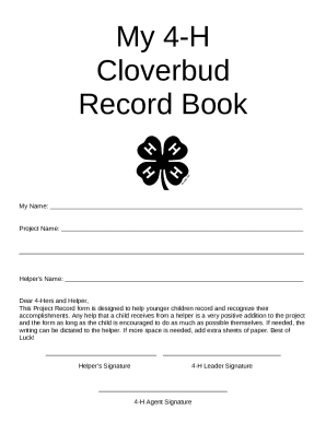 4-H Cloverbud Record Book