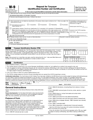 IRS Form W-9 Request for Taxpayer Identification Number and Certification