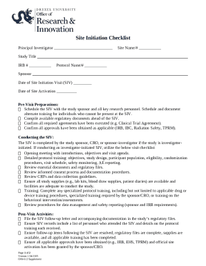 Site Initiation Checklist