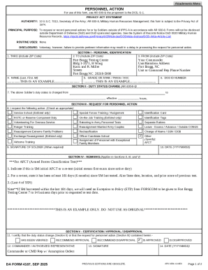 DA Form 4187 Personnel Action