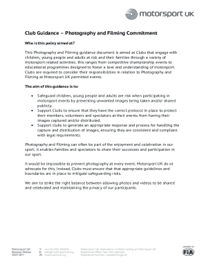 Photography and Filming Commitment Policy