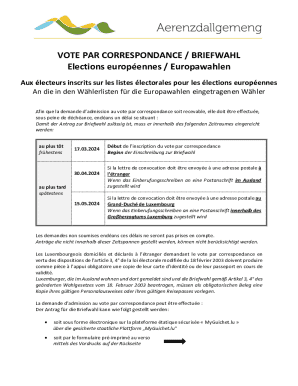 Demande d’admission au vote par correspondance pour les élections européennes