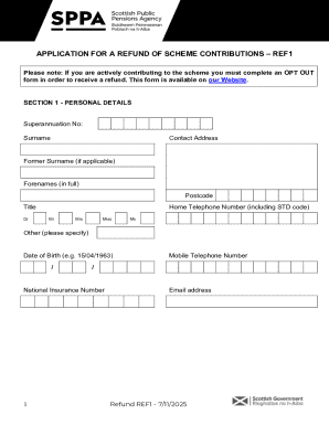 Application for a Refund of Scheme Contributions
