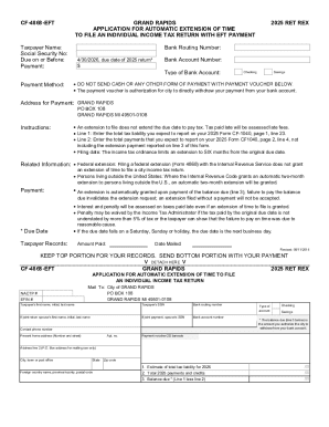 Grand Rapids 2025 Individual Income Tax Return Extension Form