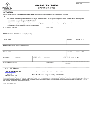 PensionBC Change of Address Form