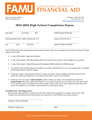 2025-2026 High School Completion Status Form