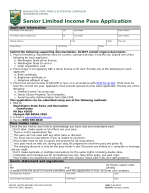 Washington Senior Limited Income Pass Application