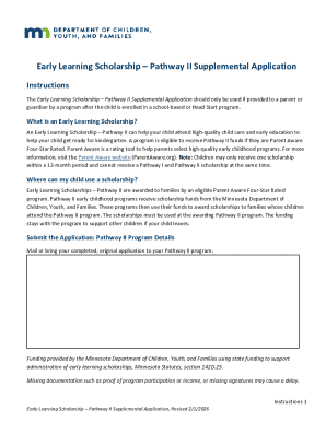 Early Learning Scholarship Pathway II Supplemental Application