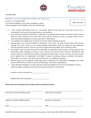 GenOMICC Acute Consultee Declaration Form