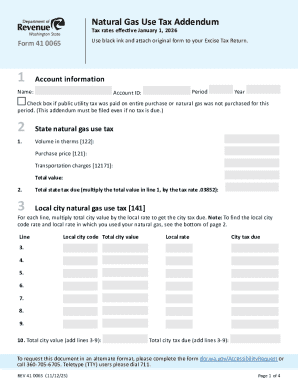 Washington Natural Gas Use Tax Addendum