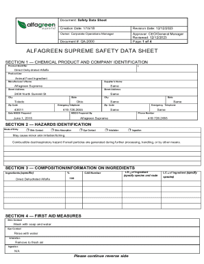 Alfagreen Supreme Safety Data Sheet