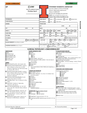 Veterinary Diagnostic Lab Submission Form