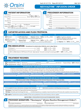 Nexviazyme Infusion Order Form