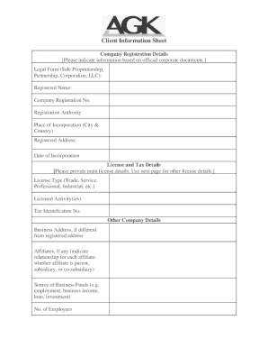 Company Registration and Account Opening Form