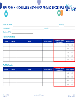 FIFM Form H – Schedule & Method for Proving Successful FIFM