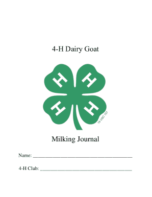 4-H Dairy Goat Milking Journal