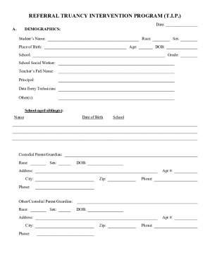 Referral Truancy Intervention Program Form