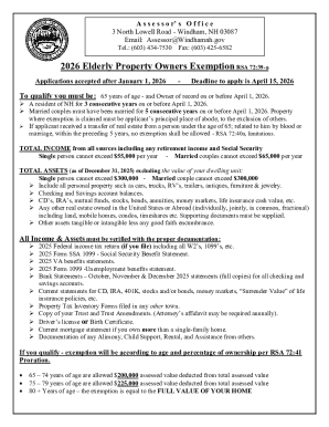 New Hampshire Elderly Property Owners Exemption Application