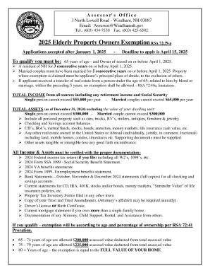 New Hampshire Elderly Property Tax Exemption Application