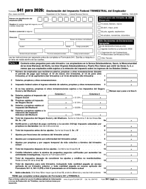 Form 941 2026 Employer's Quarterly Federal Tax Return