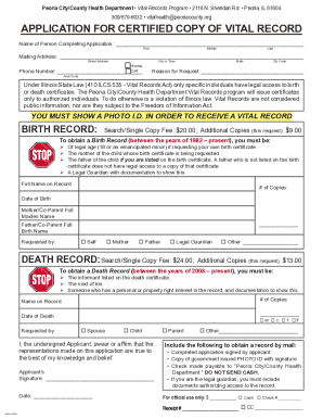Illinois Birth and Death Record Request Form
