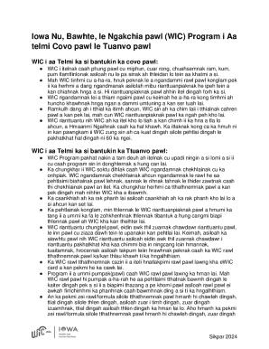 WIC Program Application and Benefits Form