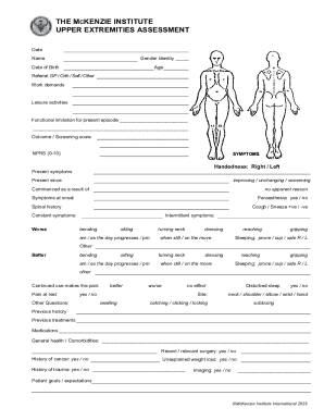 McKenzie Institute Upper Extremities Assessment Form
