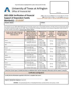 2025-2026 Verification of Financial Support Form