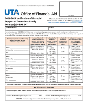 2026-2027 Verification of Financial Support Form