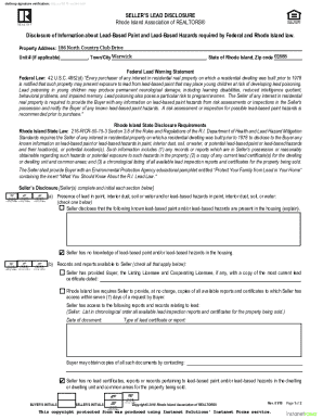 Rhode Island Lead Paint Disclosure Form