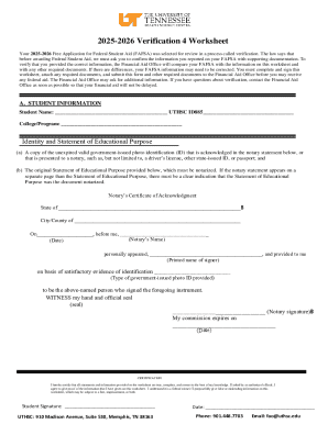 2025-2026 Verification 4 Worksheet