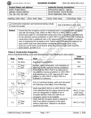 Occupied Standby Certificate of Acceptance