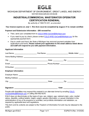 Michigan Wastewater Operator Certification Renewal