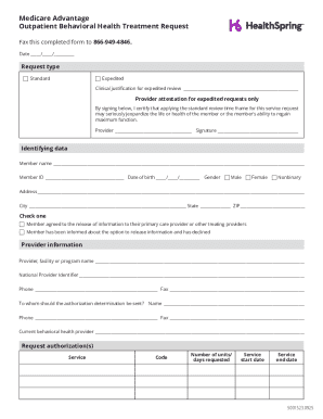 Medicare Advantage Behavioral Health Treatment Request