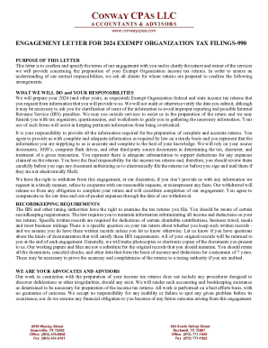 2024 Exempt Organization Tax Filings Engagement Letter