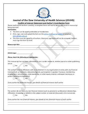Conflict of Interest Statement and Author’s Contribution Form