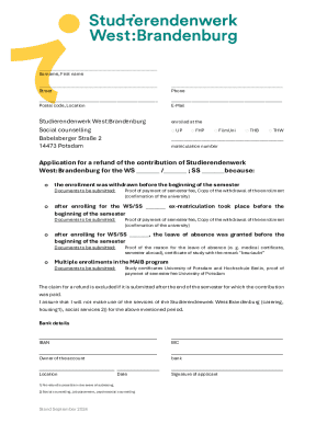 Application for Refund of Studierendenwerk Contribution