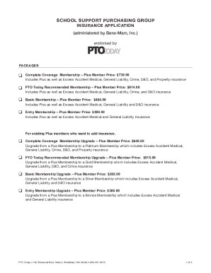 School Support Purchasing Group Insurance Application