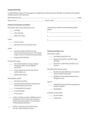 Sample Birth Plan