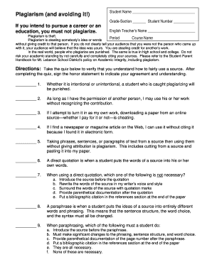 Plagiarism Awareness Form