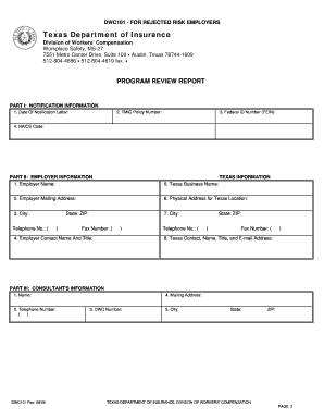 Texas Program Review Report for Rejected Risk Employers