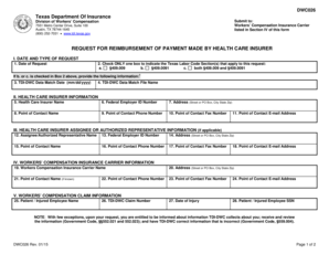 Texas DWC026 Reimbursement Request Form